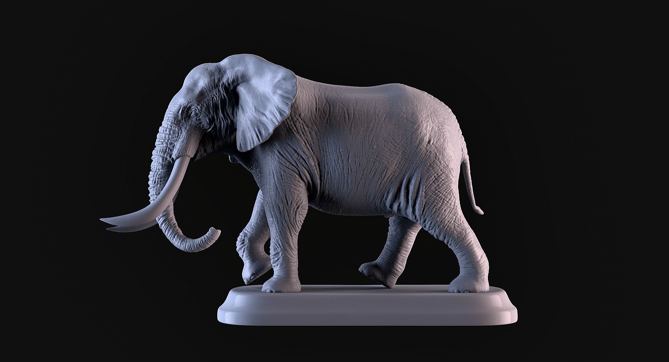Elephant with tusks 3D print model_7