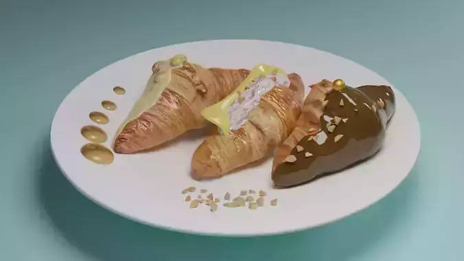 Croissant plate Free 3D model