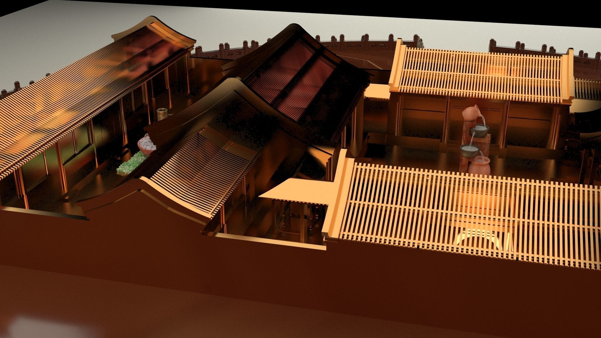 Chinese courtyard house 3D model_1