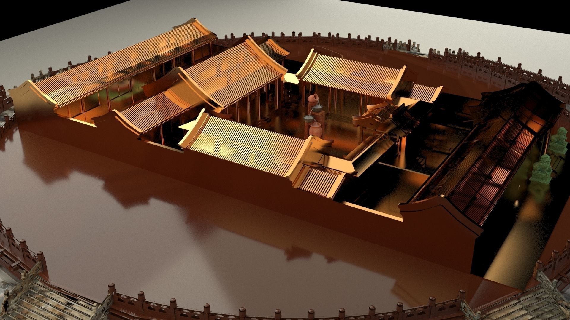 Chinese courtyard house 3D model_4