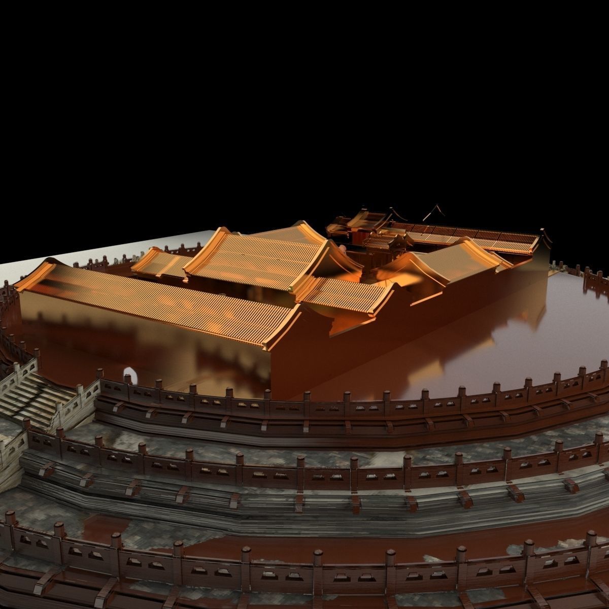 Chinese courtyard house 3D model_5