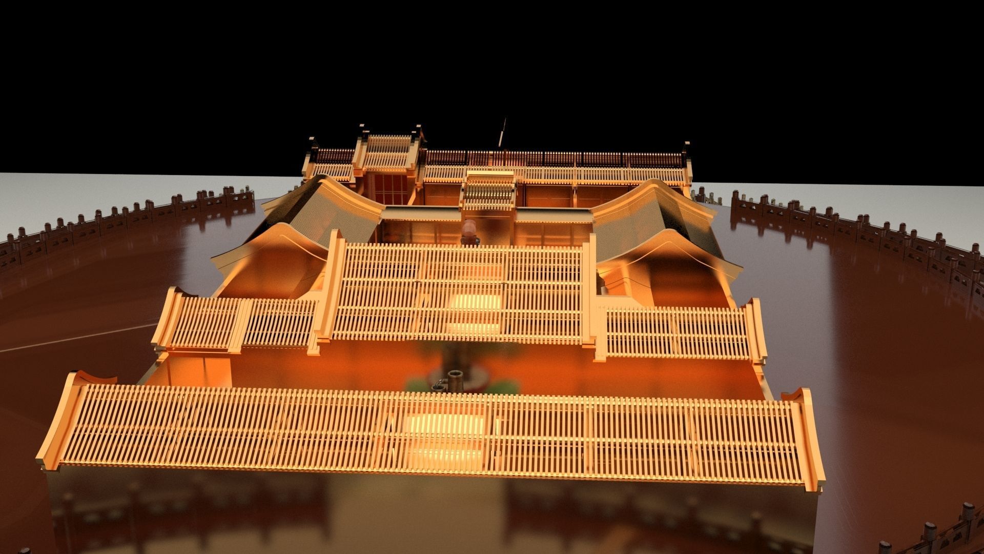 Chinese courtyard house 3D model_2