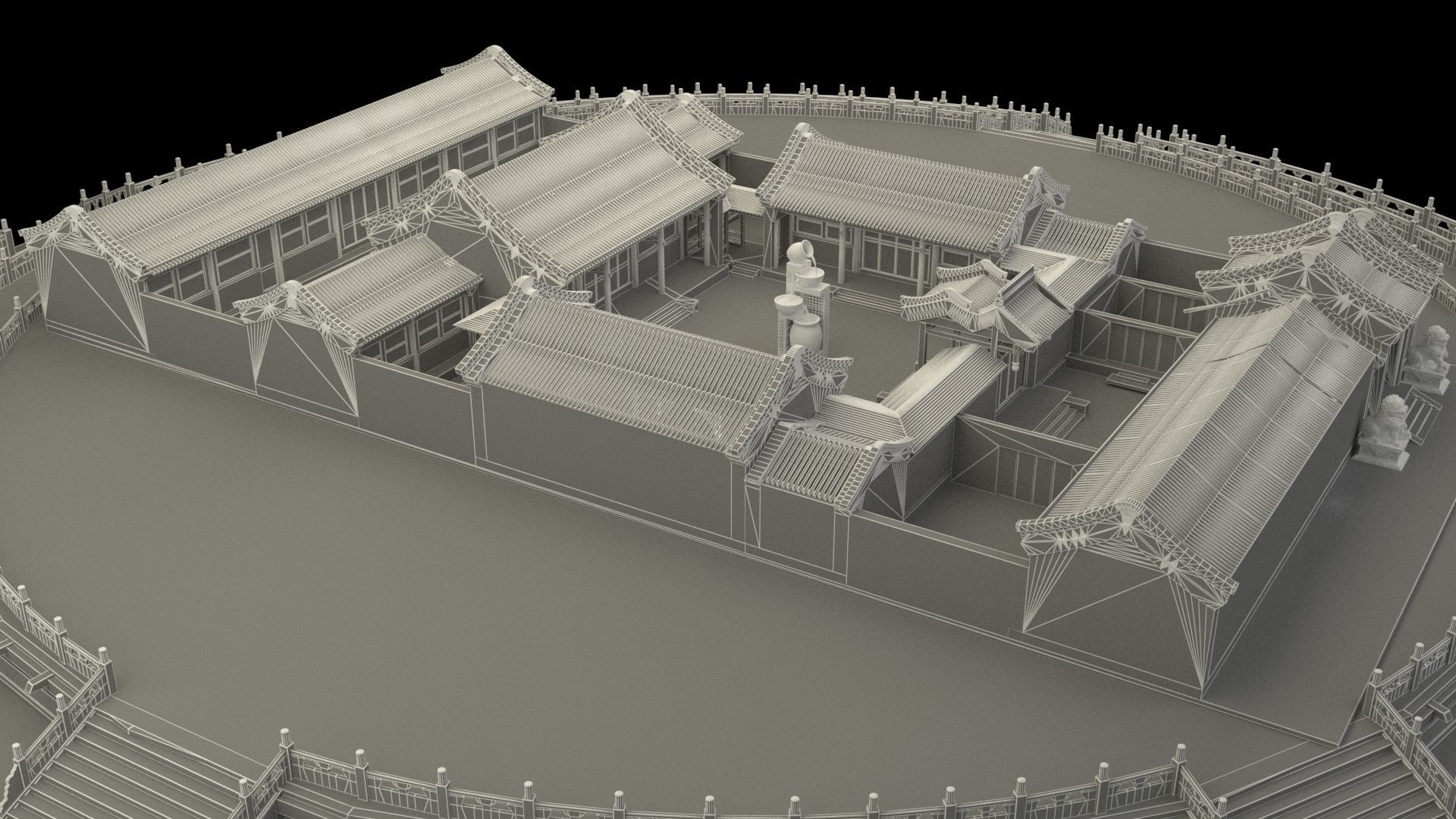Chinese courtyard house 3D model_6