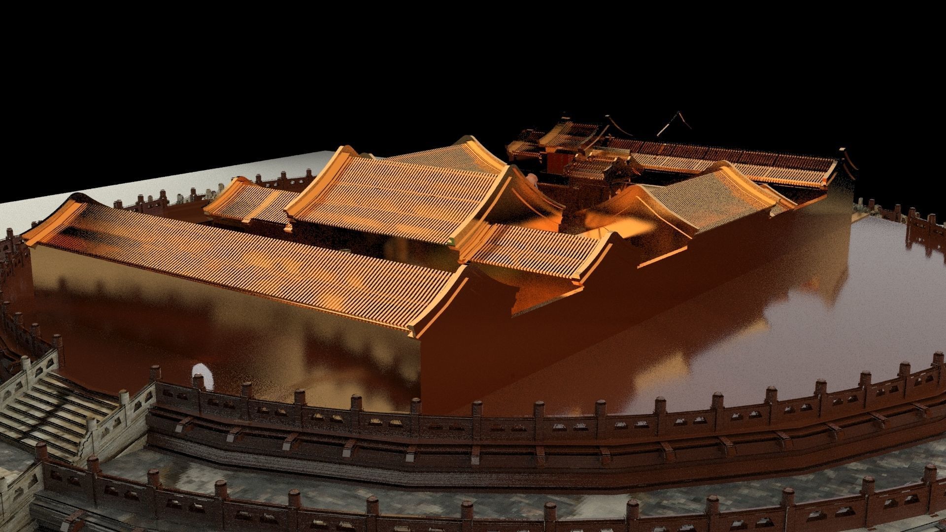 Chinese courtyard house 3D model_3