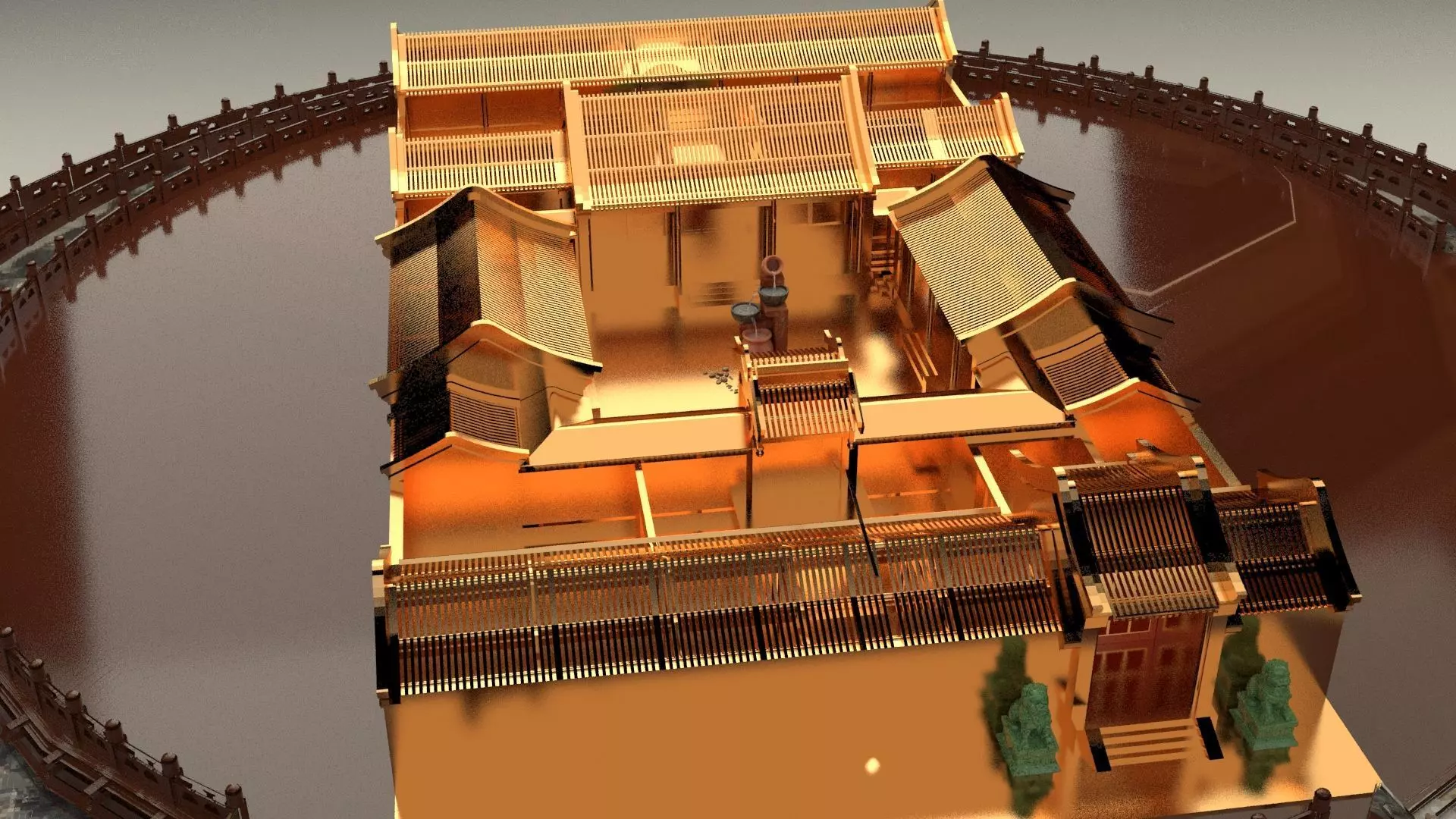 Chinese courtyard house 3D model_0