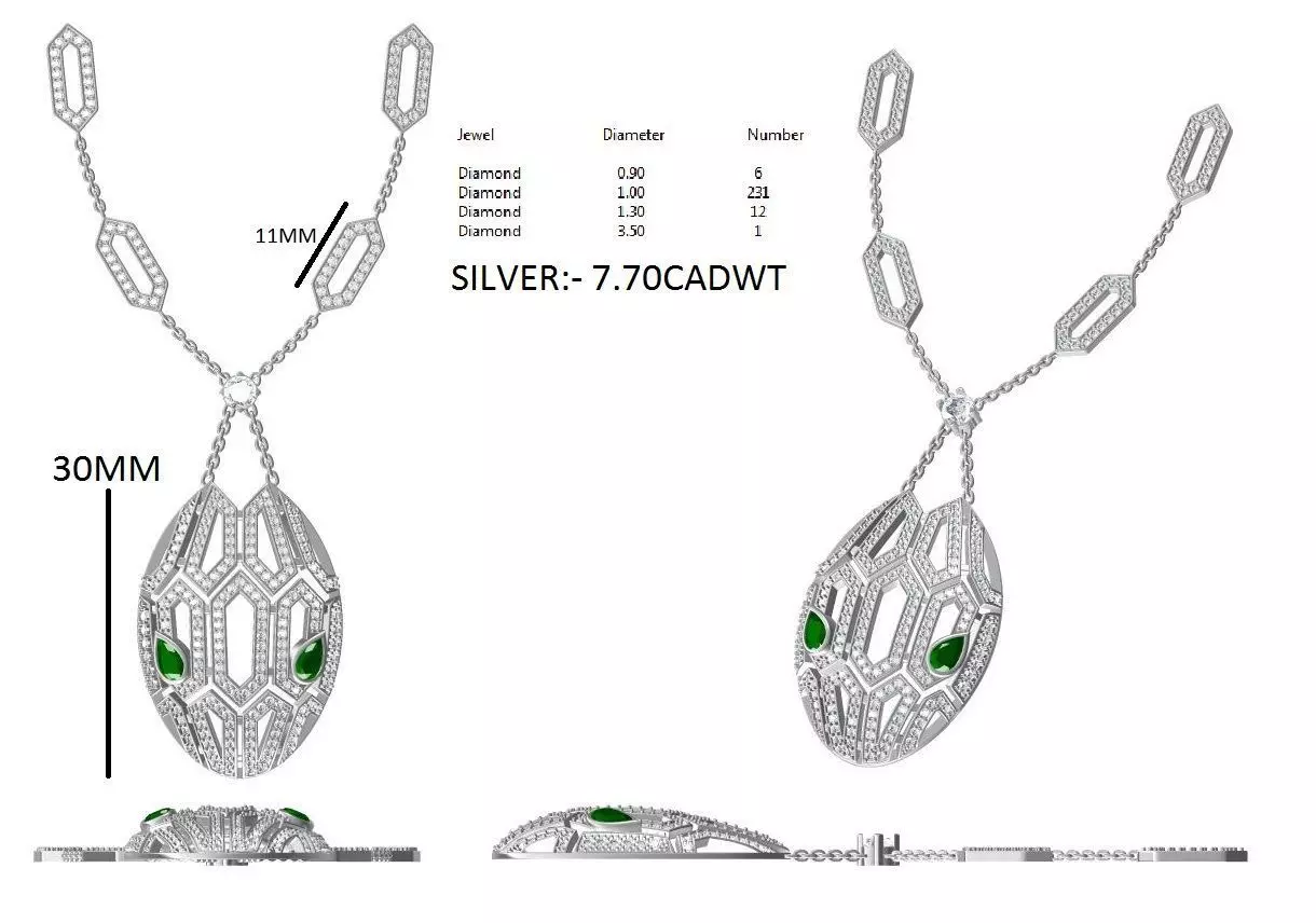Nackless necklace with emeralds and diamonds 3D print model_0