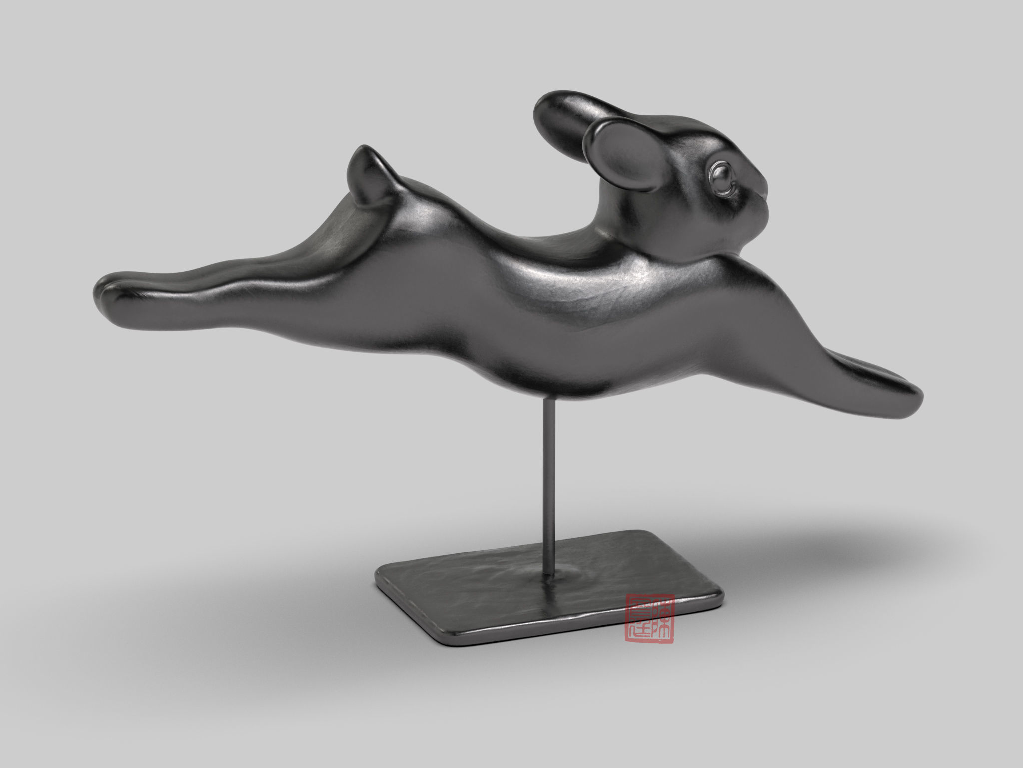 Rabbit lapin modern art sculpture 3D print model_2