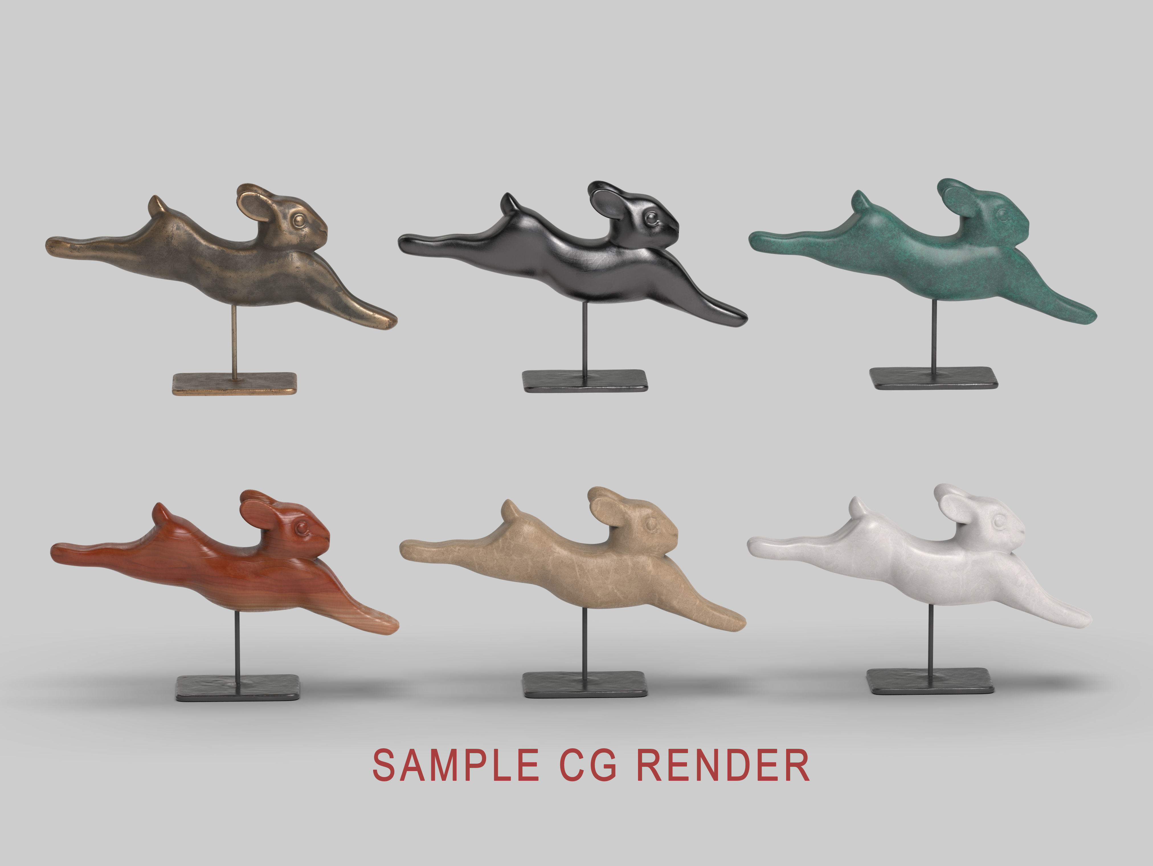 Rabbit lapin modern art sculpture 3D print model_6