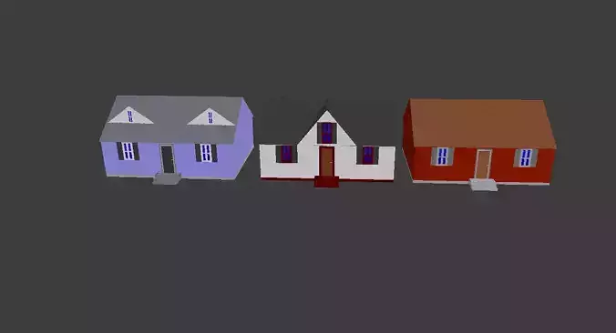 PSX Cartoon Houses Low-poly 3D model