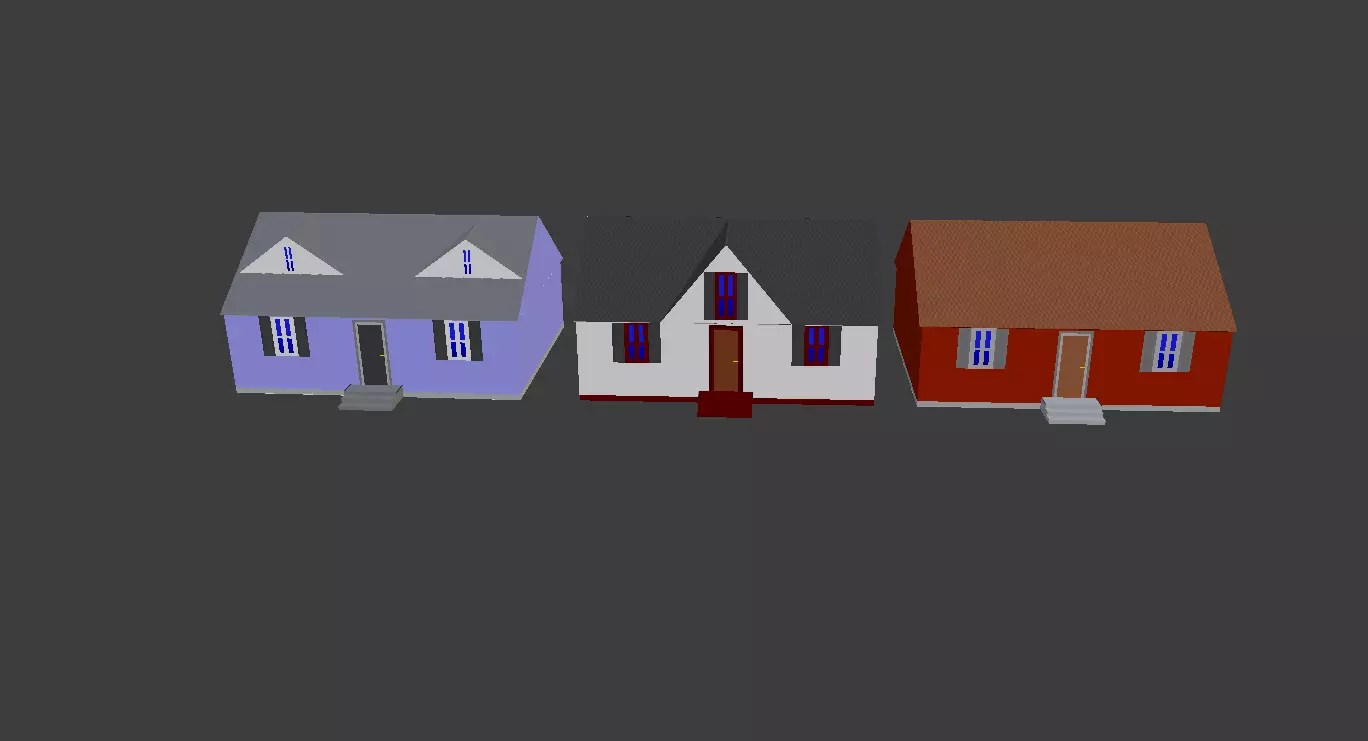 PSX Cartoon Houses Low-poly 3D model_0