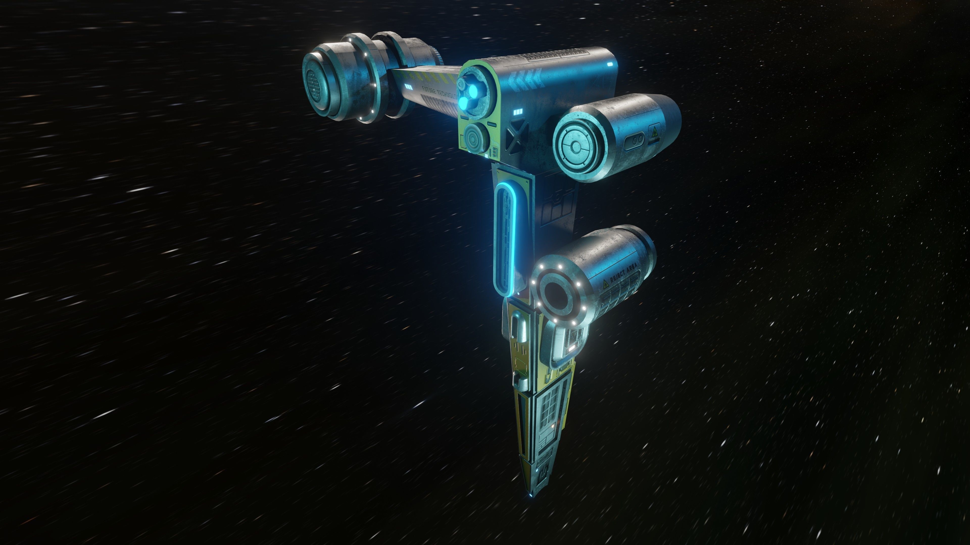 Space Horse Spaceship Low-poly 3D model_3