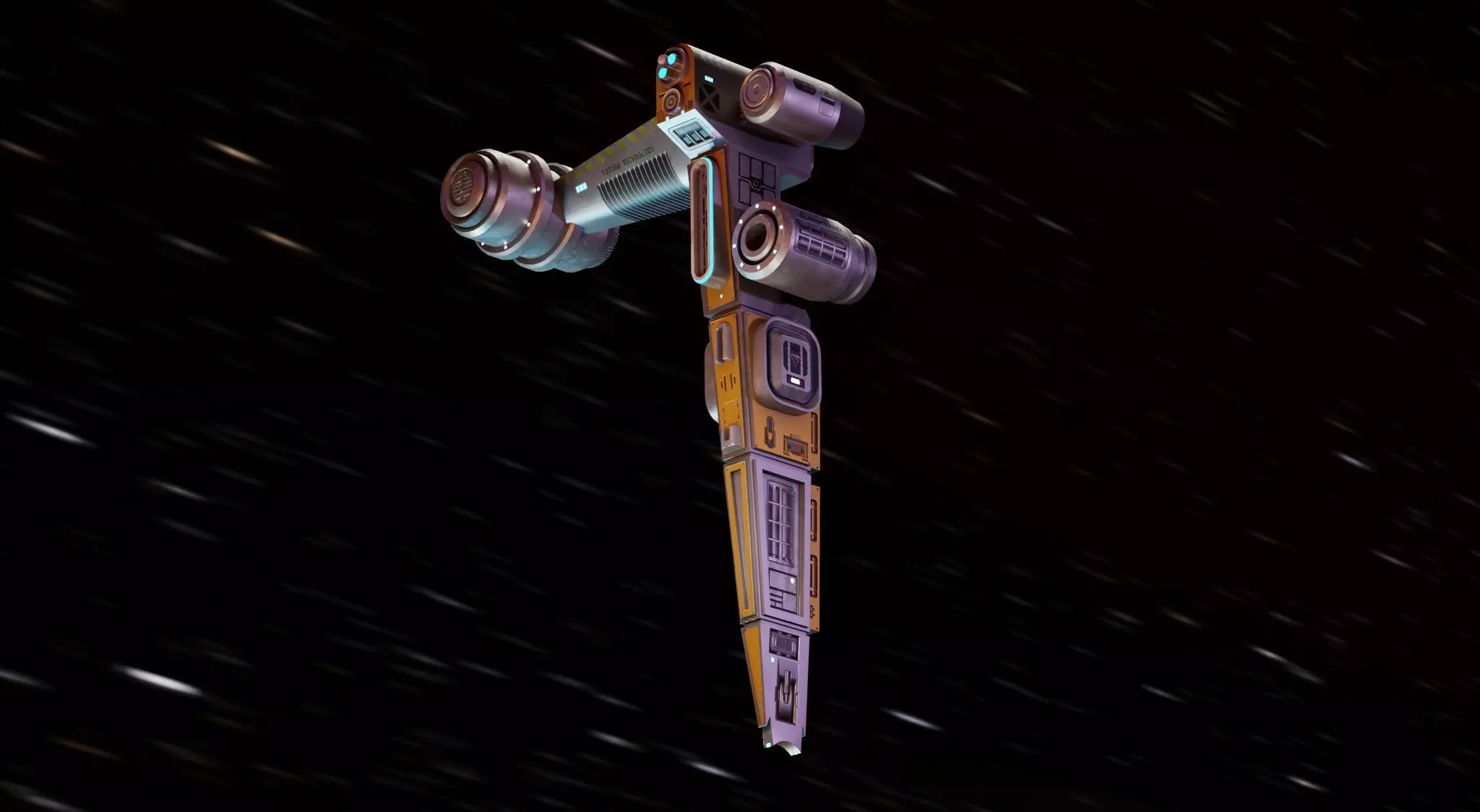 Space Horse Spaceship Low-poly 3D model_0