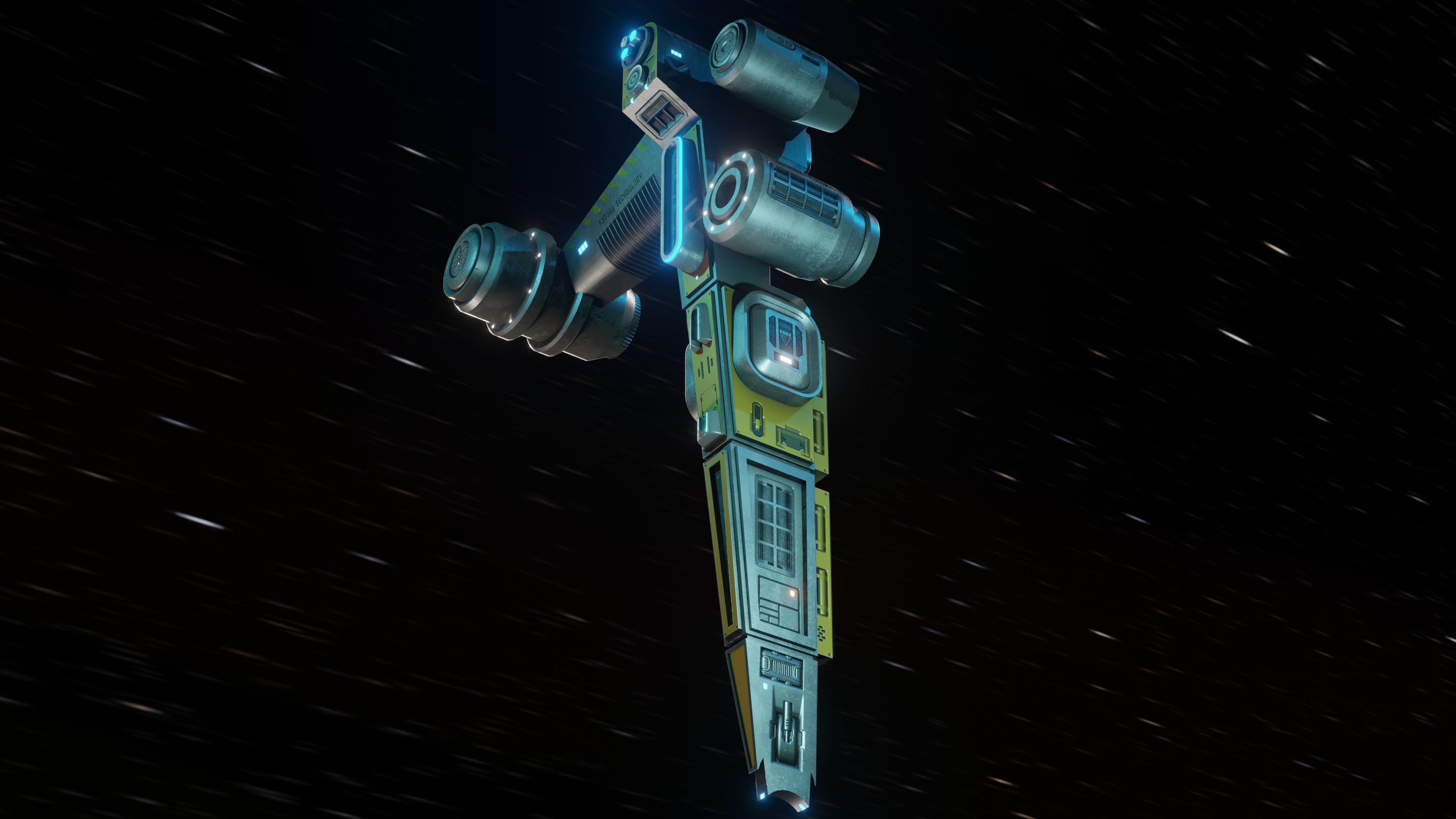 Space Horse Spaceship Low-poly 3D model_16