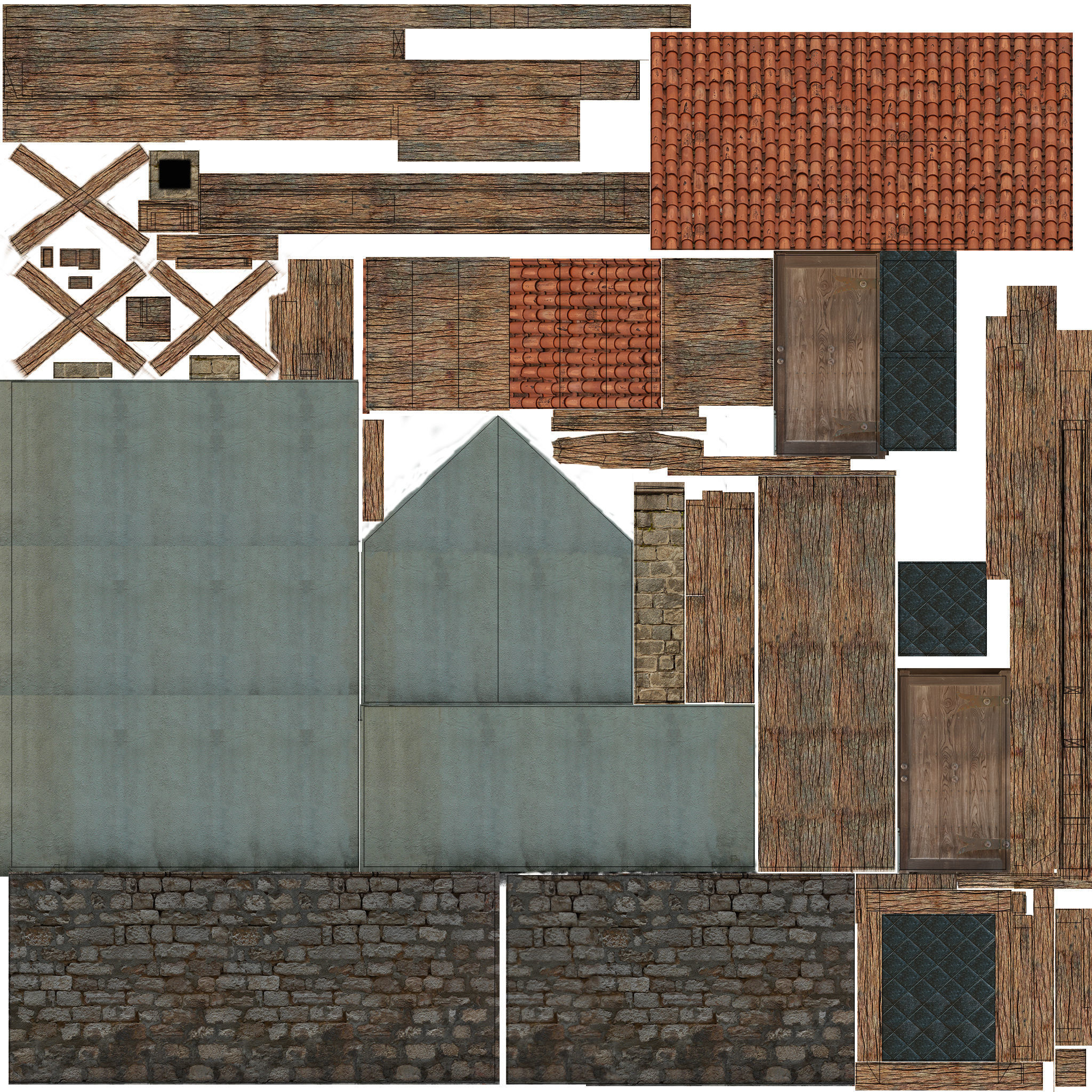 3D Lowpoly medieval house model Low-poly 3D model_6