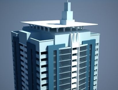 Apartment 1 high rise building in middle of park 3D model_3