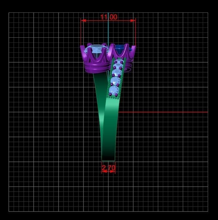 You and me ring gems 5mm 2mm weight 5gr in 18k gold 3D print model_2