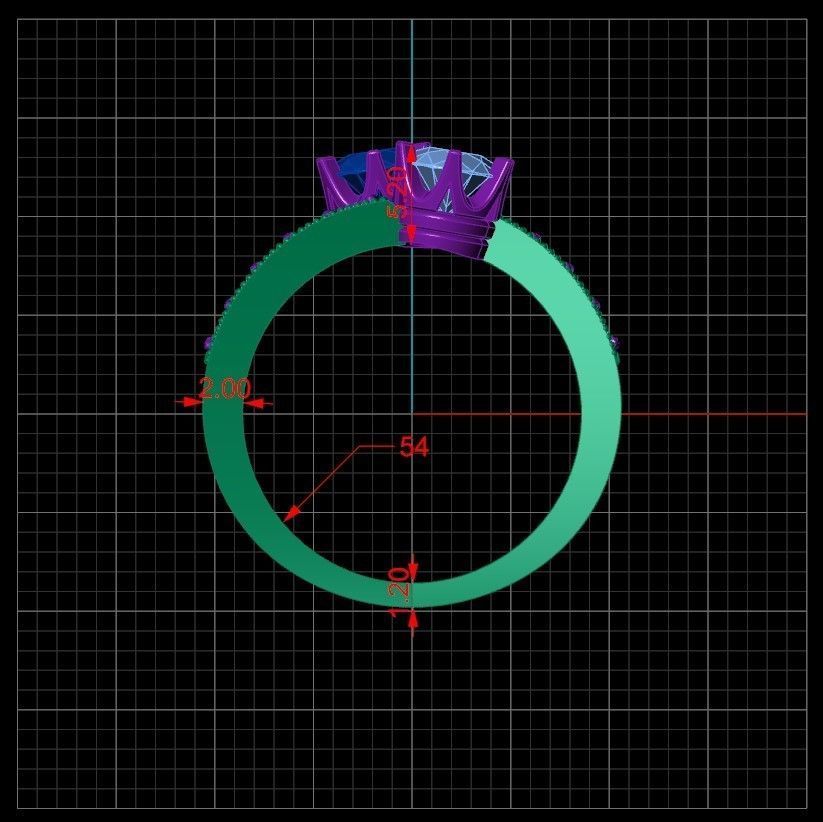 You and me ring gems 5mm 2mm weight 5gr in 18k gold 3D print model_1
