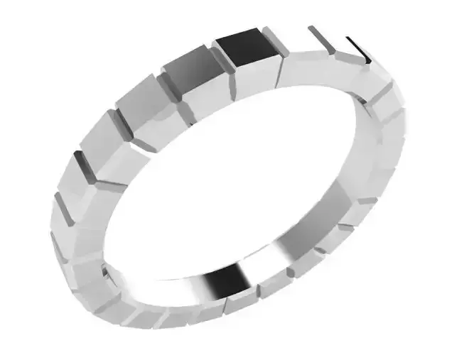 Wedding Band With Square Details Ring 0456