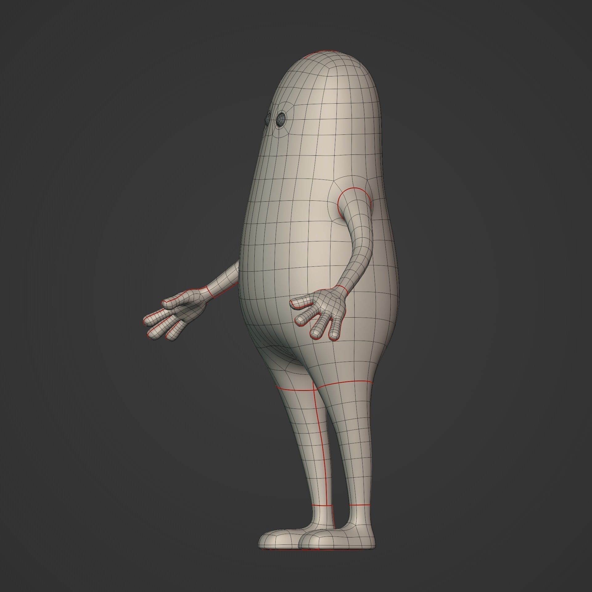 Cartoon Character Stickman  Low-poly 3D model_9