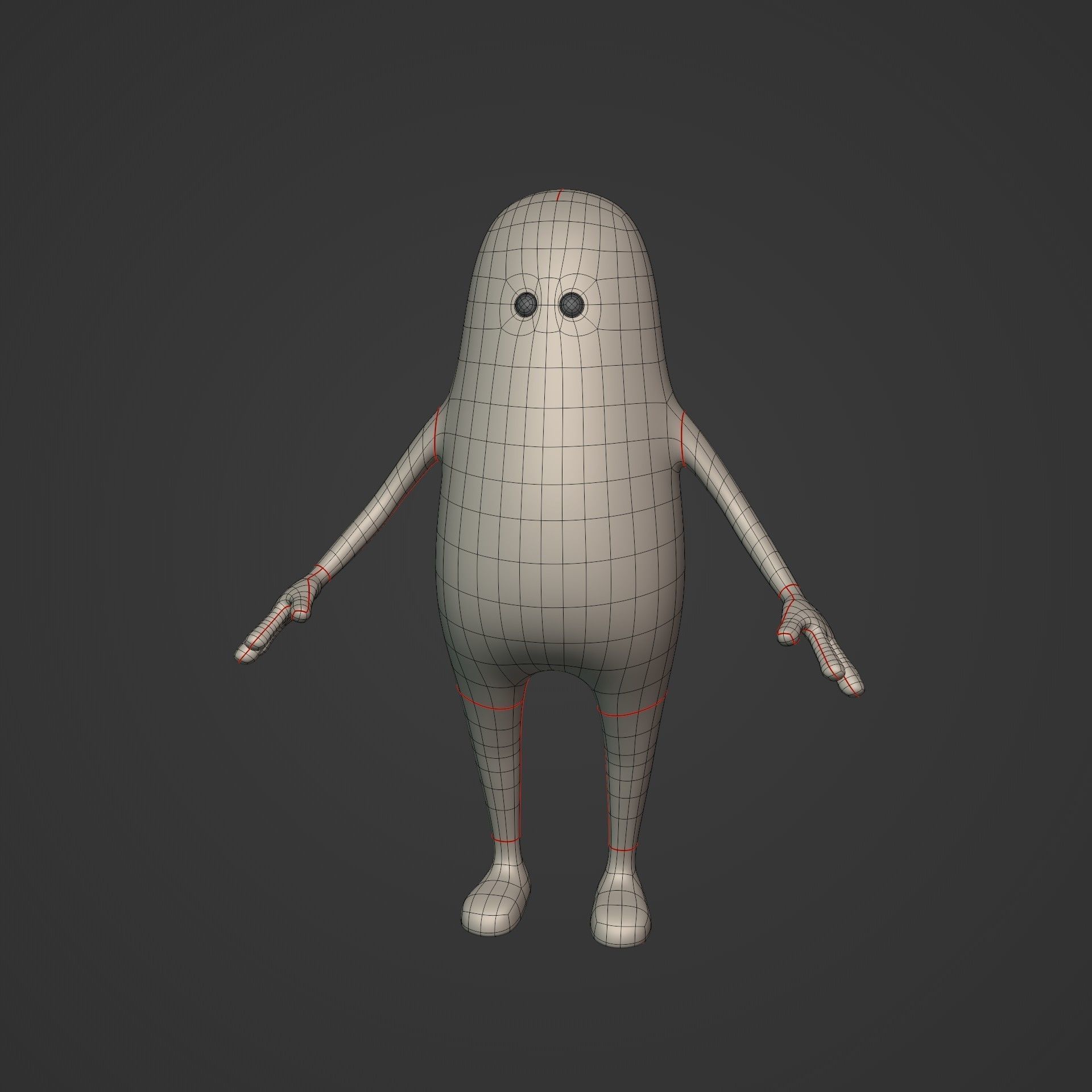 Cartoon Character Stickman  Low-poly 3D model_3