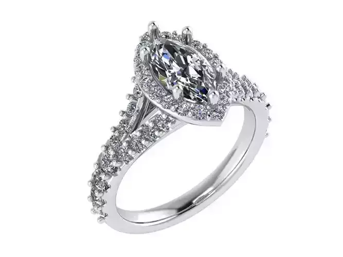 Marquise Shape Halo Ring 0474