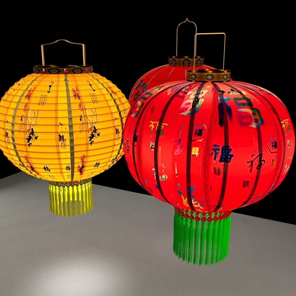 Chinese red lantern 3D model_5