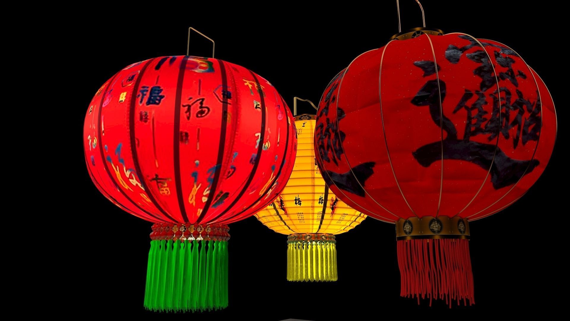 Chinese red lantern 3D model_4