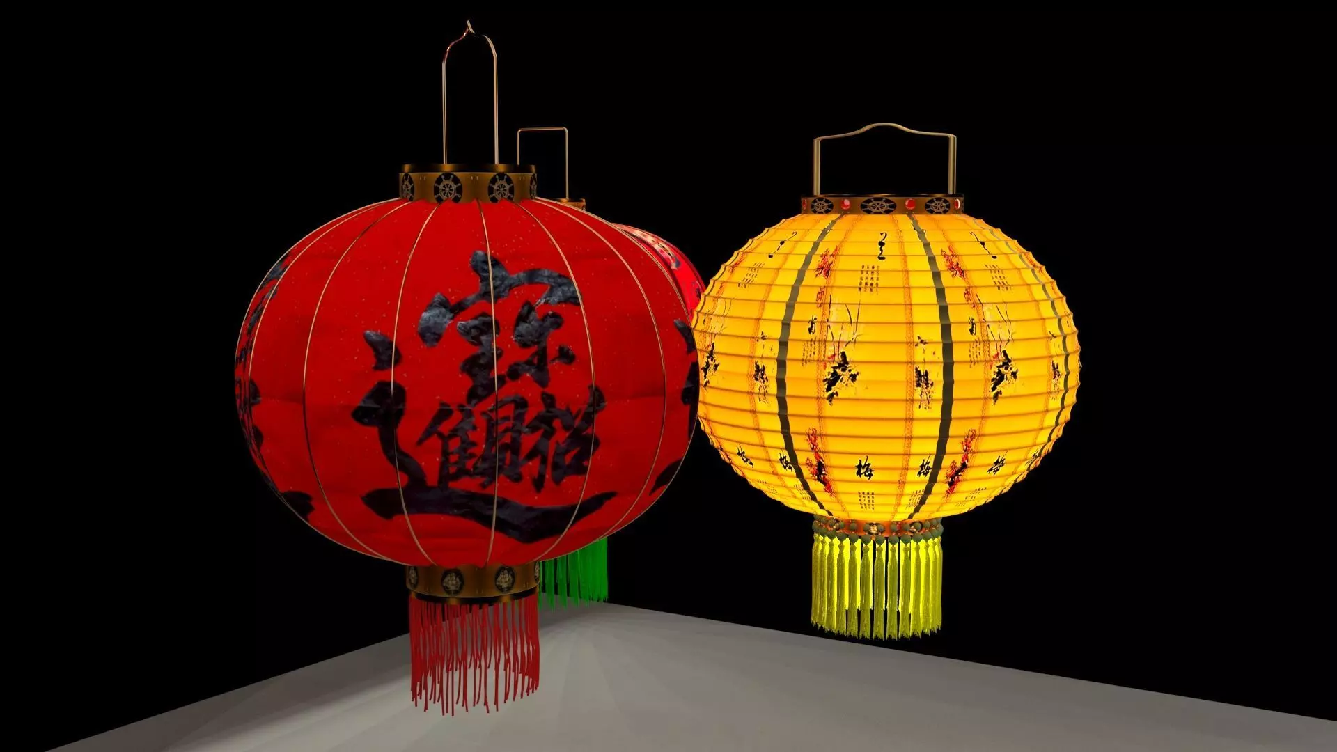 Chinese red lantern 3D model_0