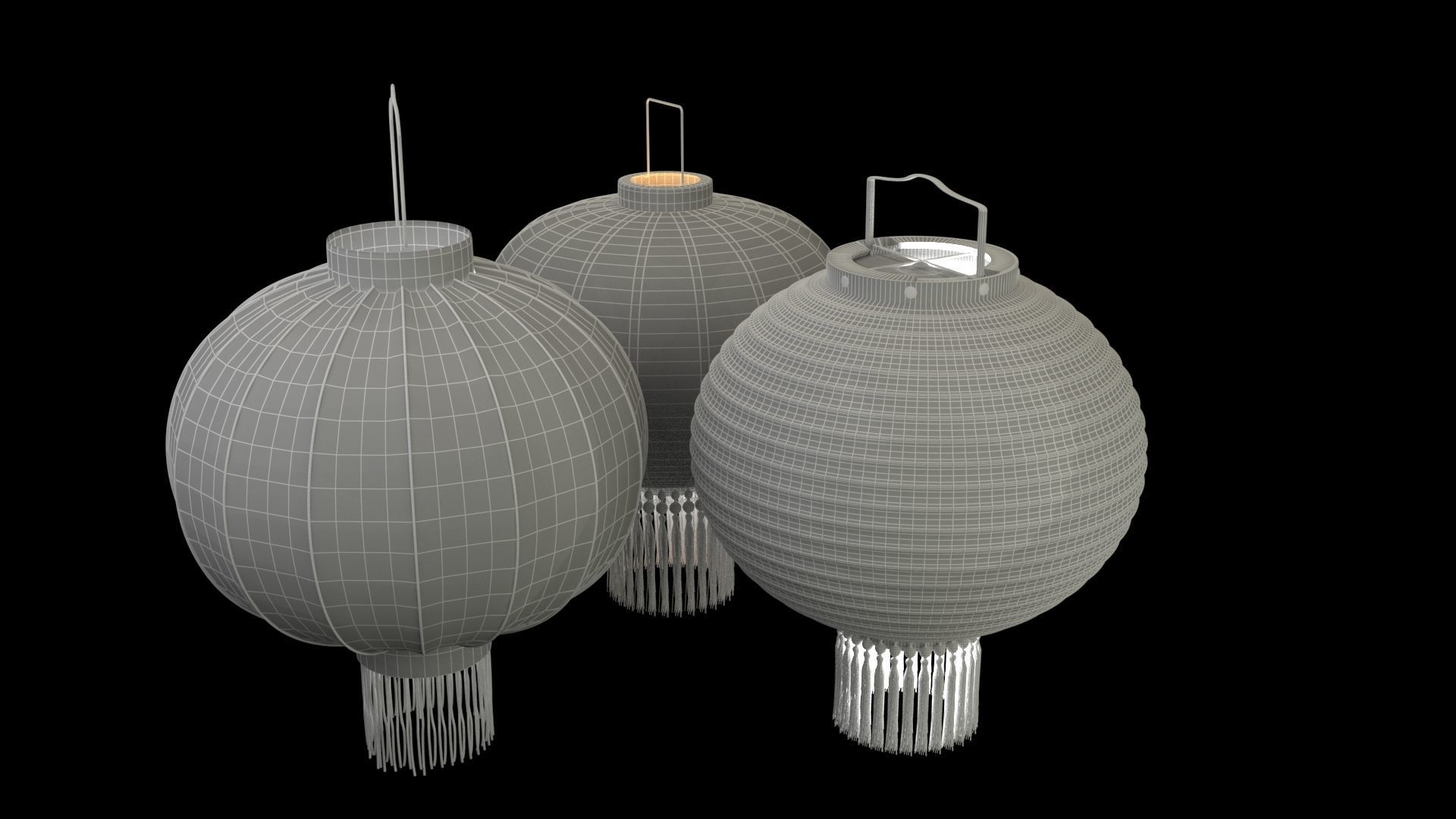 Chinese red lantern 3D model_6