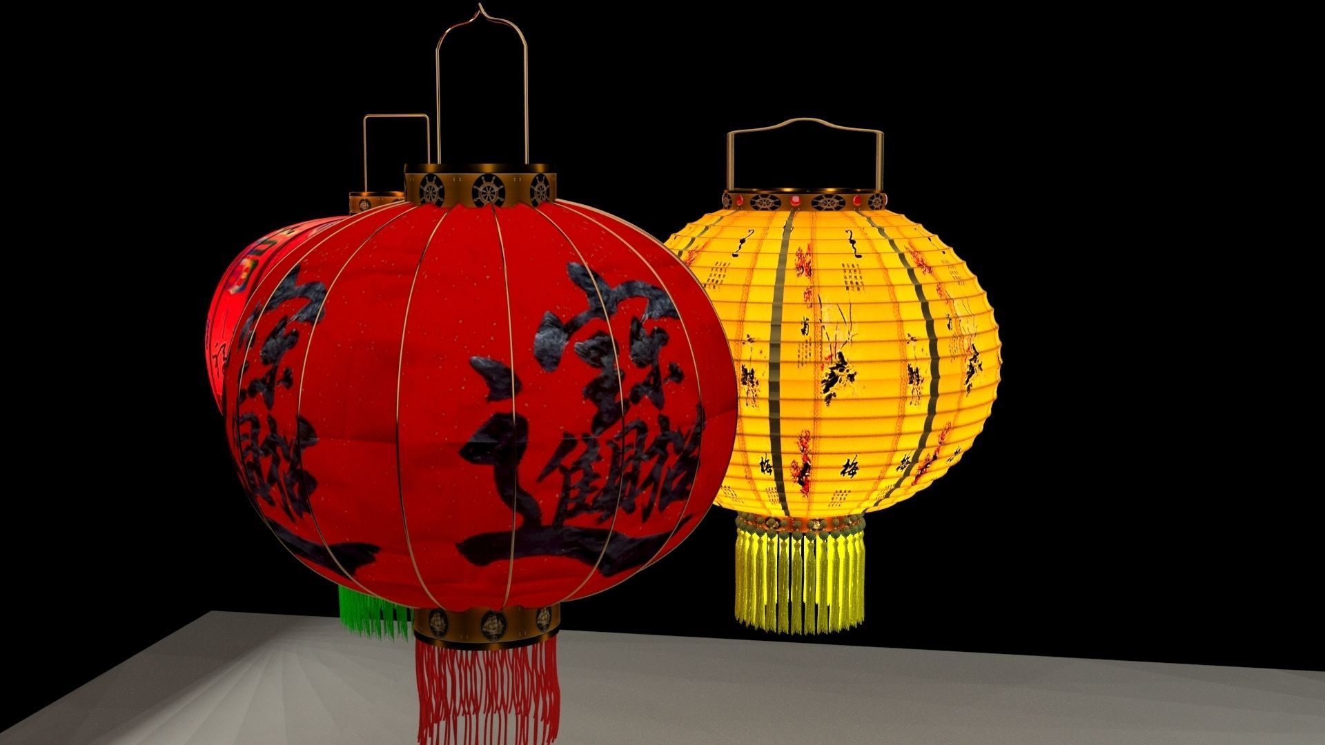 Chinese red lantern 3D model_3