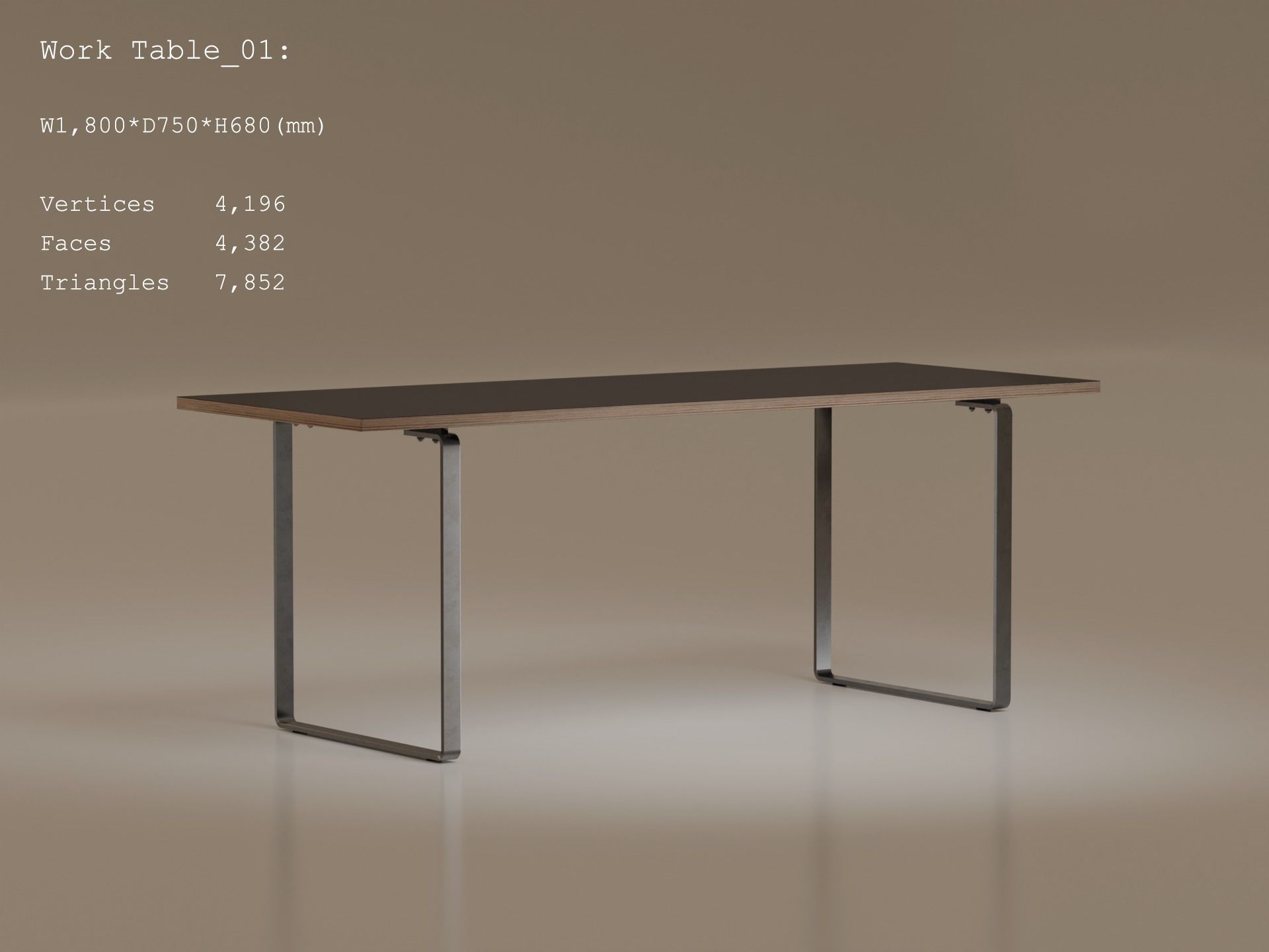 Work Table Low-poly 3D model_1