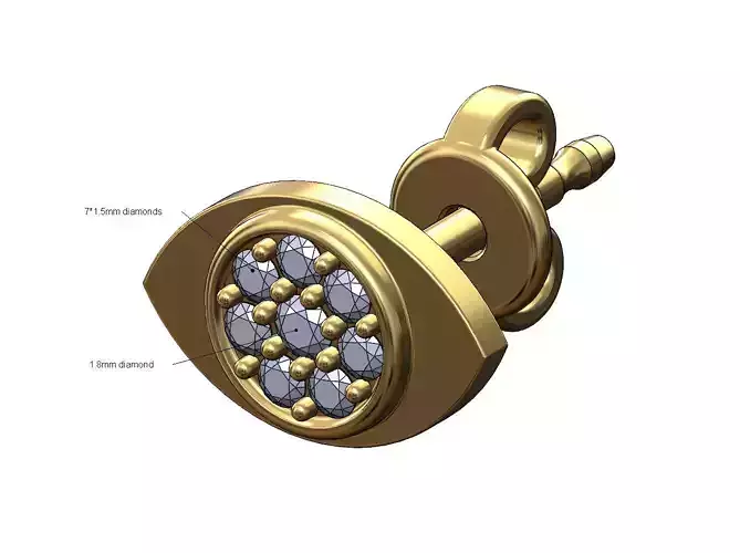 Evil eye cluster diamond stud earring