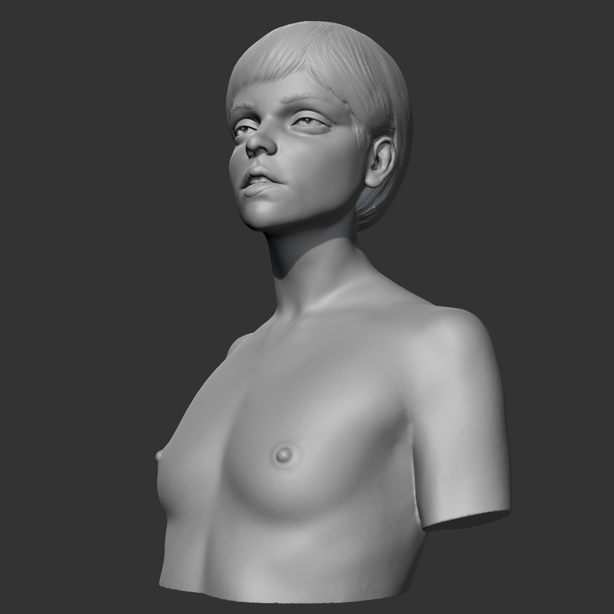 CH girl bust D 3D print model 3D print model_4