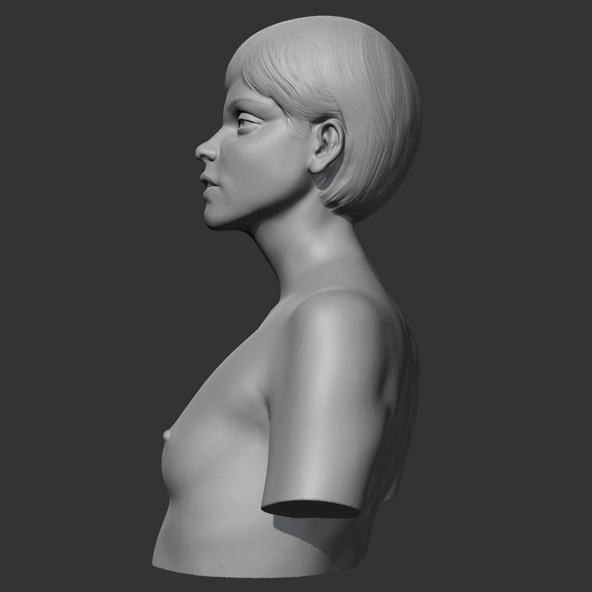 CH girl bust D 3D print model 3D print model_6