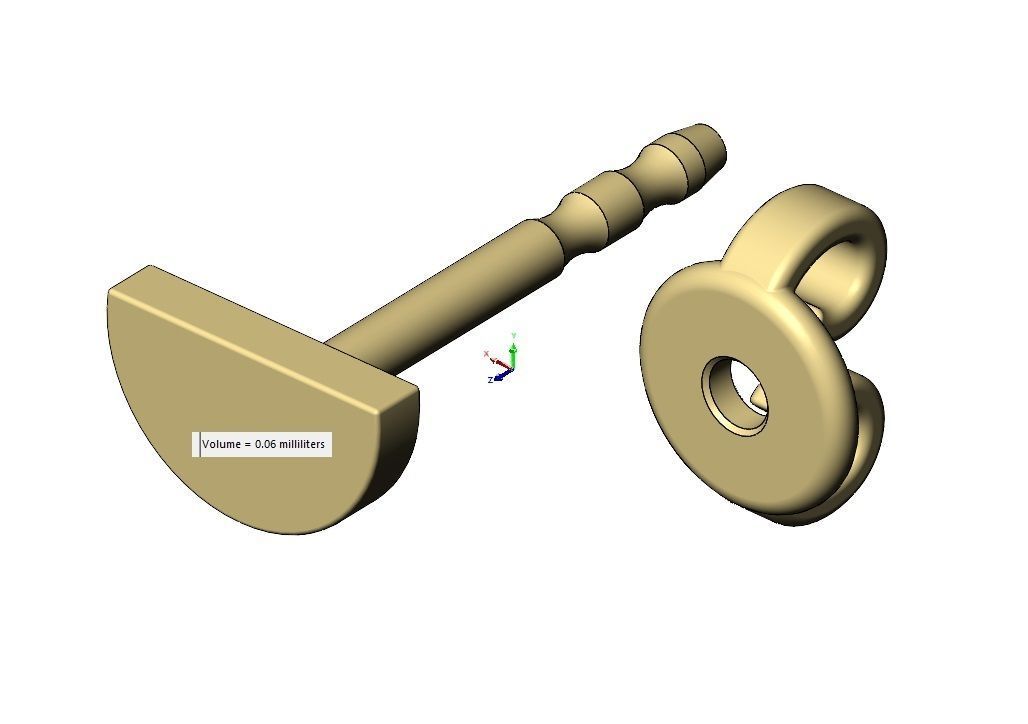 Simple half disk stud earring 3D print model_12