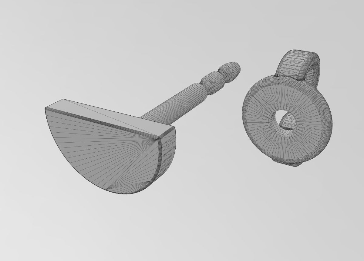 Simple half disk stud earring 3D print model_11