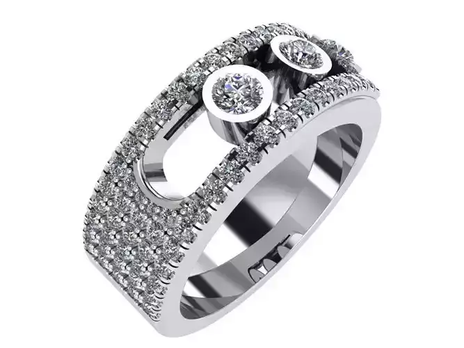 Round Stone Wide Diamond Ring 0479