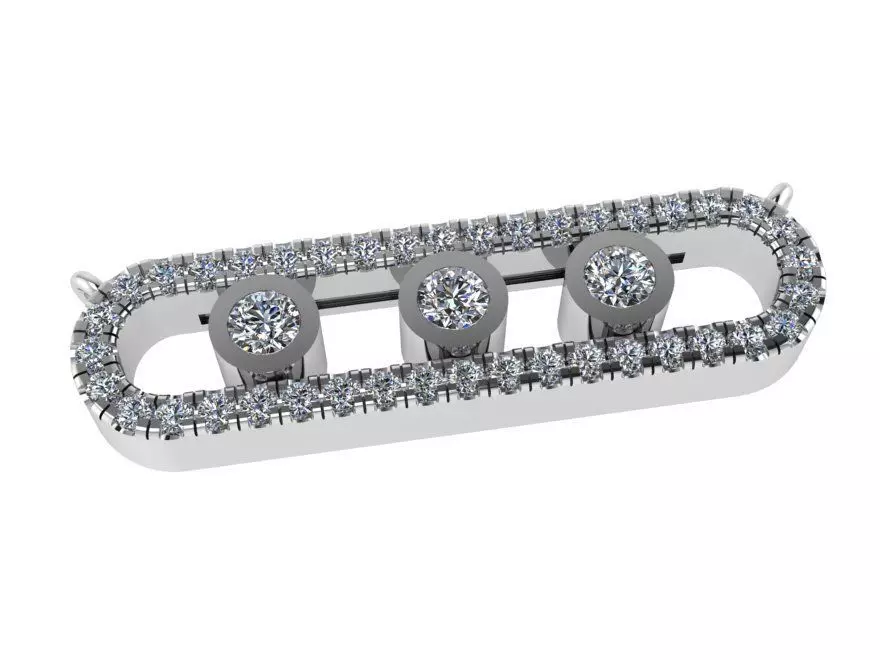 Round Diamond Clip Shape Pendant 0481 3D print model_0
