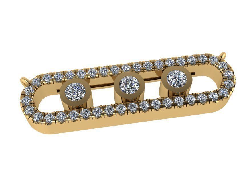 Round Diamond Clip Shape Pendant 0481 3D print model_1