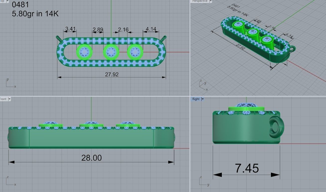 Round Diamond Clip Shape Pendant 0481 3D print model_4
