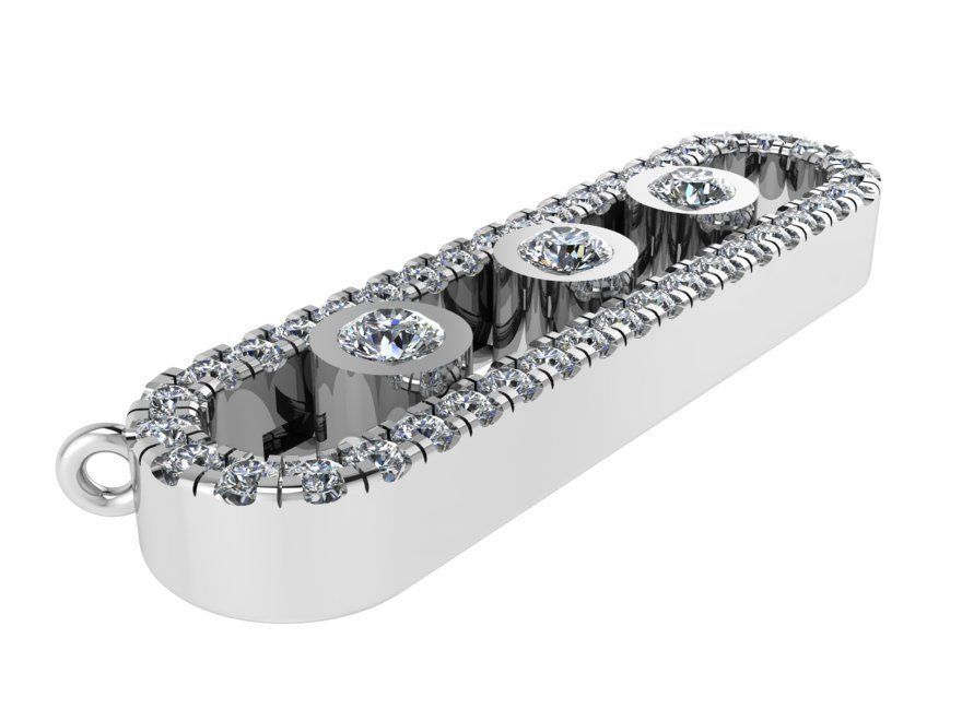 Round Diamond Clip Shape Pendant 0481 3D print model_2