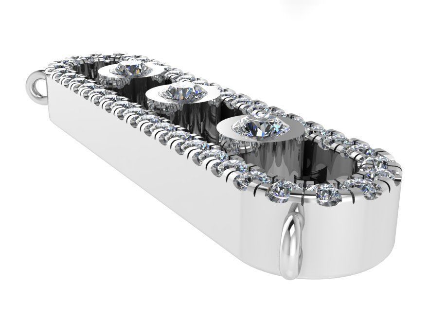 Round Diamond Clip Shape Pendant 0481 3D print model_3