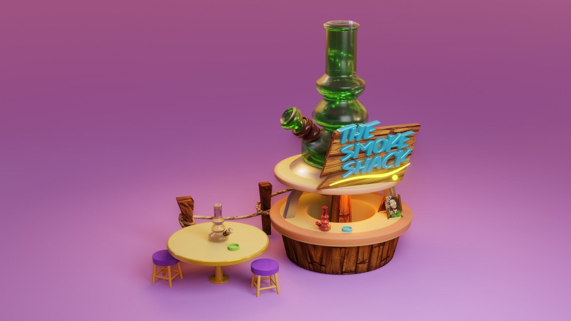 A bong shop blender lowpoly Low-poly 3D model_7