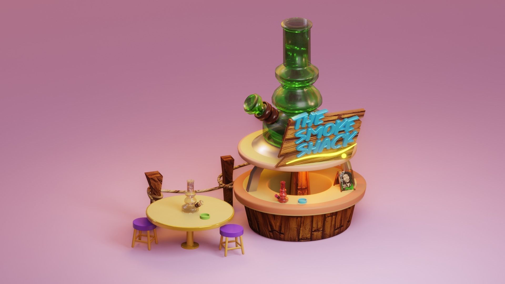 A bong shop blender lowpoly Low-poly 3D model_3