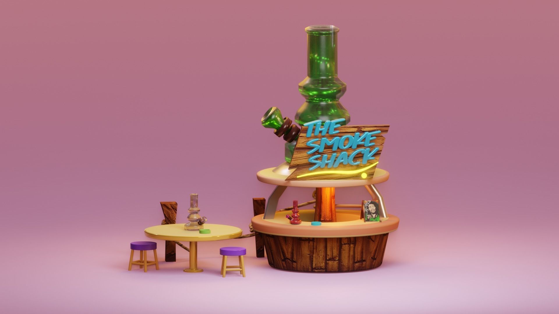 A bong shop blender lowpoly Low-poly 3D model_2