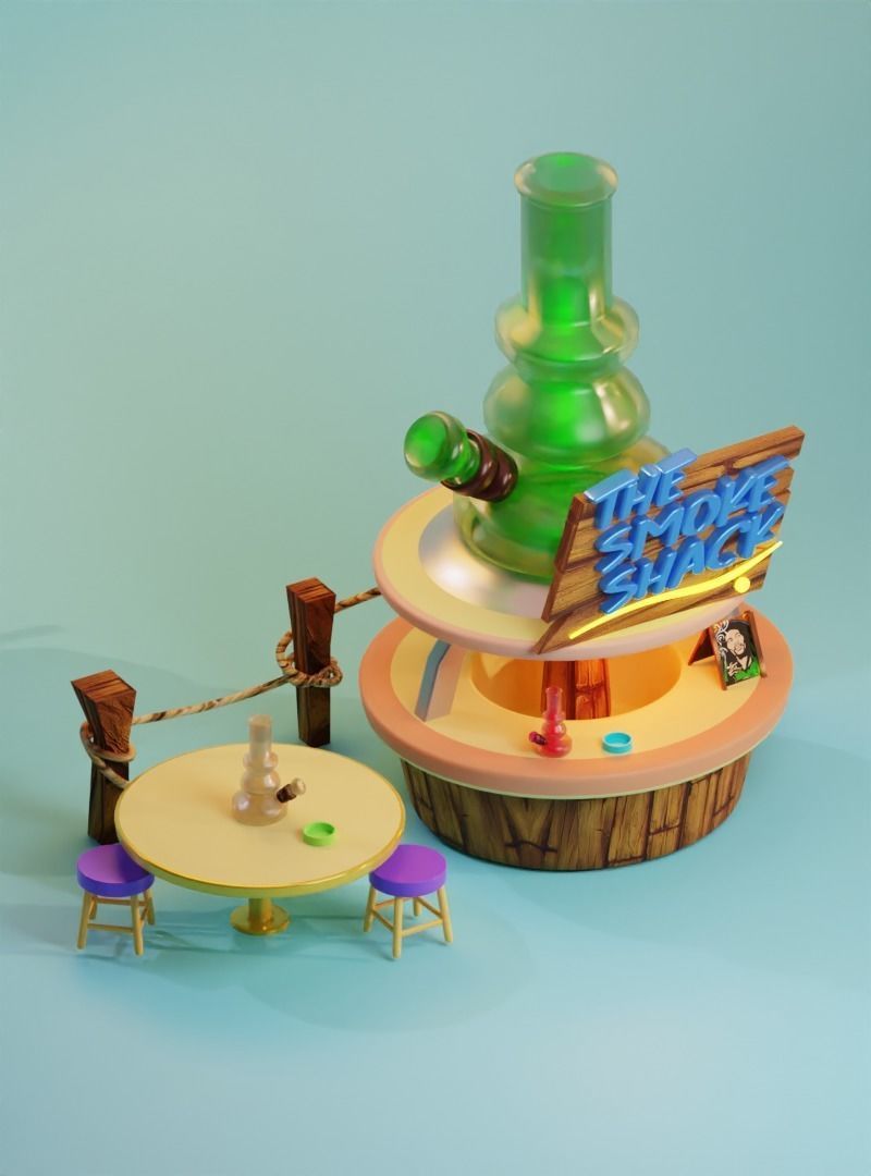 A bong shop blender lowpoly Low-poly 3D model_4