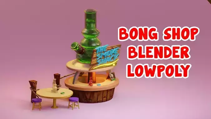 A bong shop blender lowpoly Low-poly 3D model