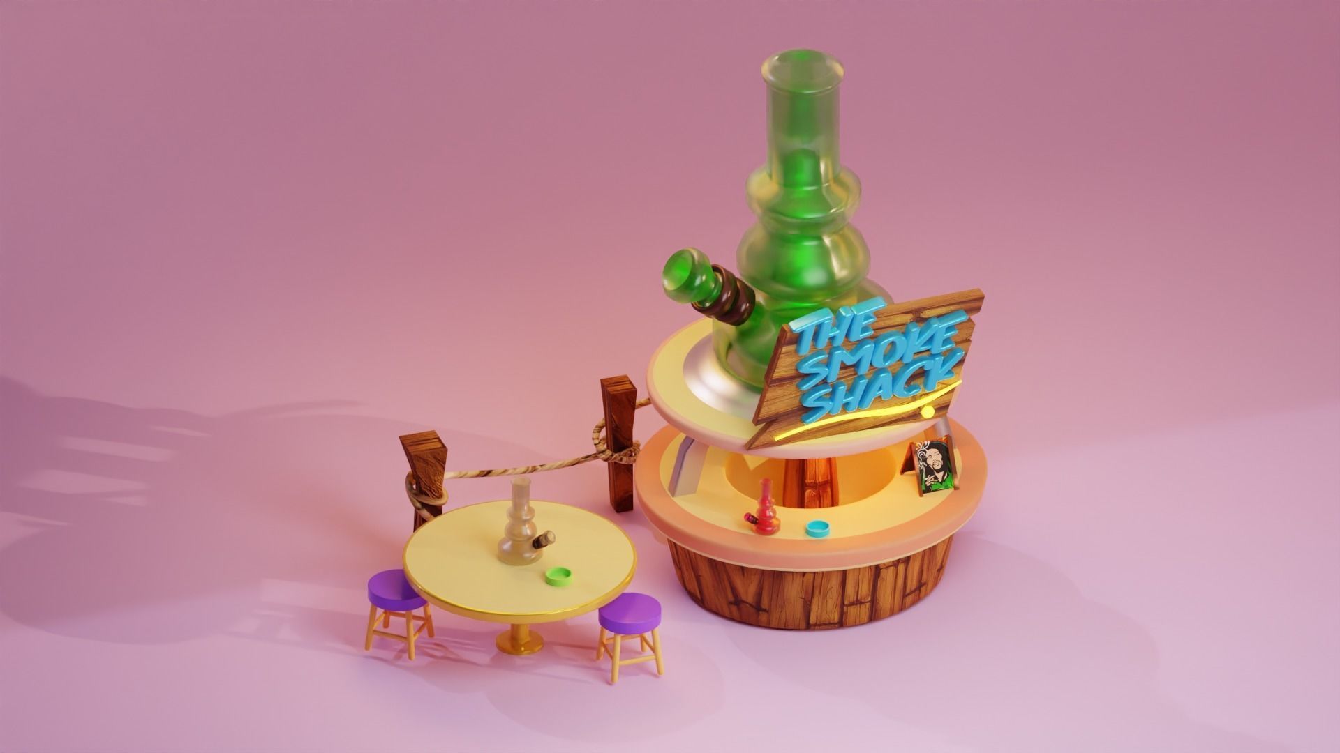 A bong shop blender lowpoly Low-poly 3D model_6