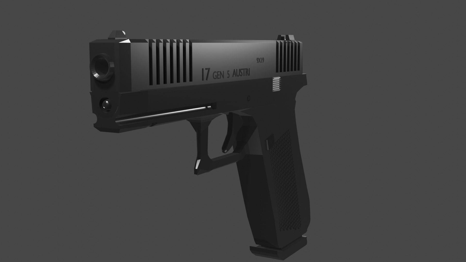 Glock 17 gen 5 low poly Low-poly 3D model_2