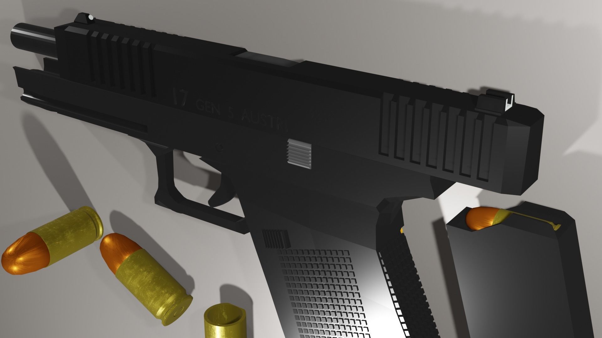 Glock 17 gen 5 low poly Low-poly 3D model_1